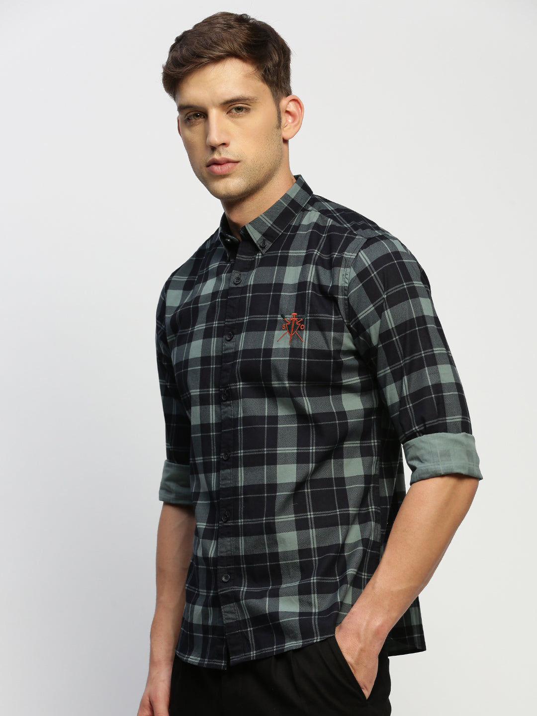 Men Black Checked Shirt