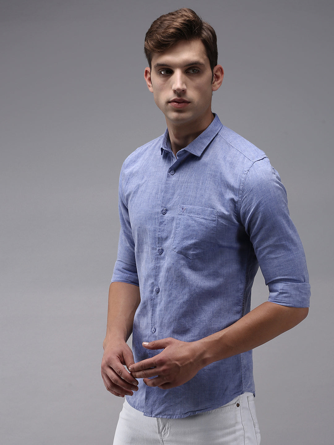 Men Blue Solid Casual Shirt