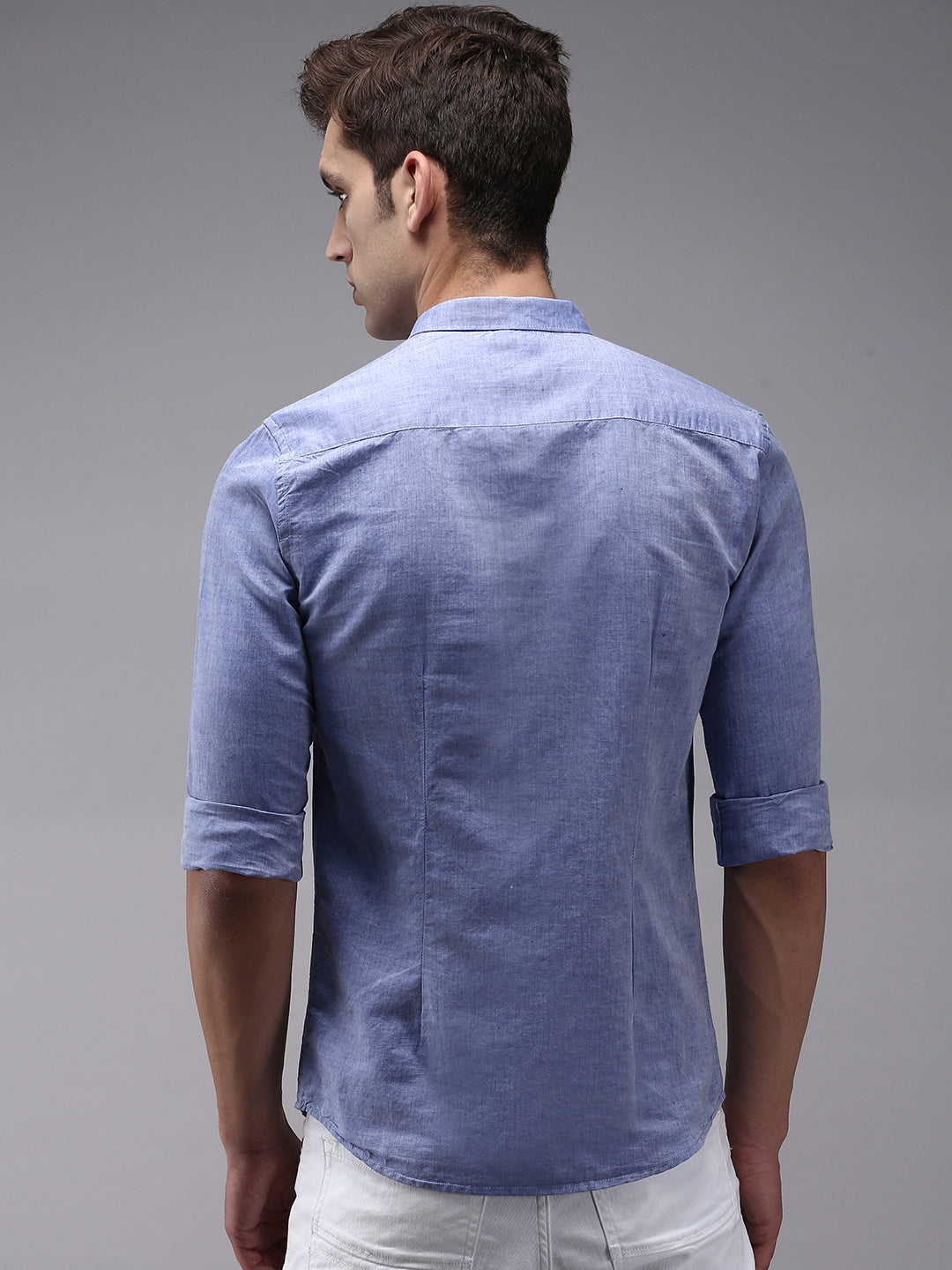 Men Blue Solid Casual Shirt