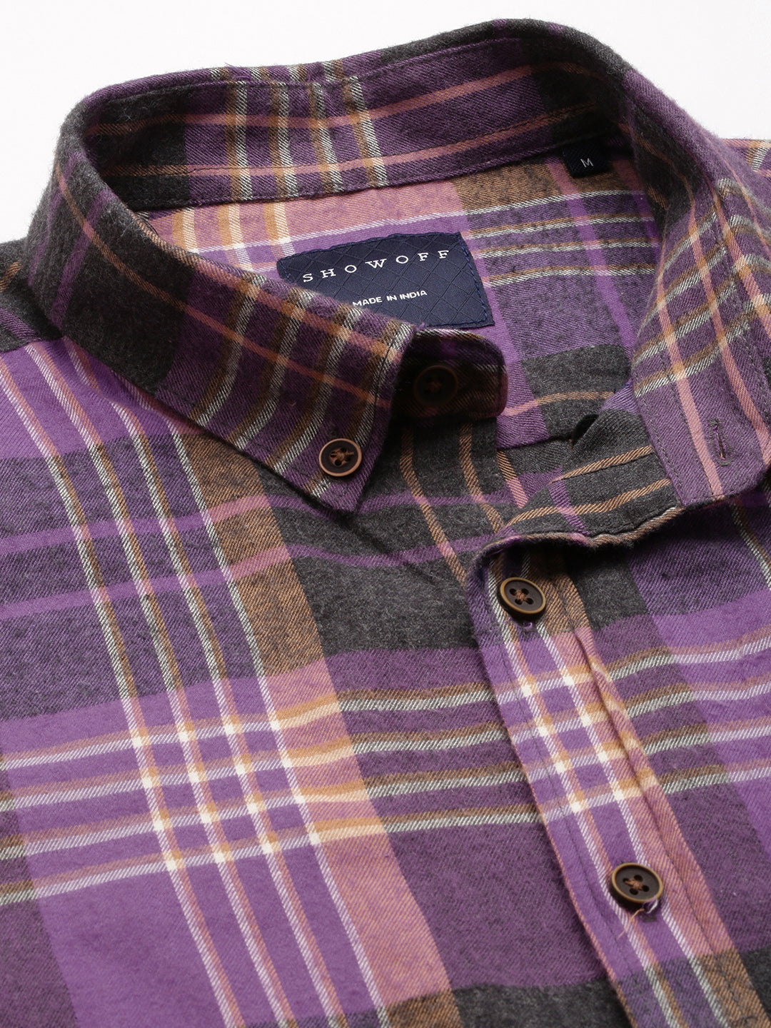Men Purple Checked Casual Shirt