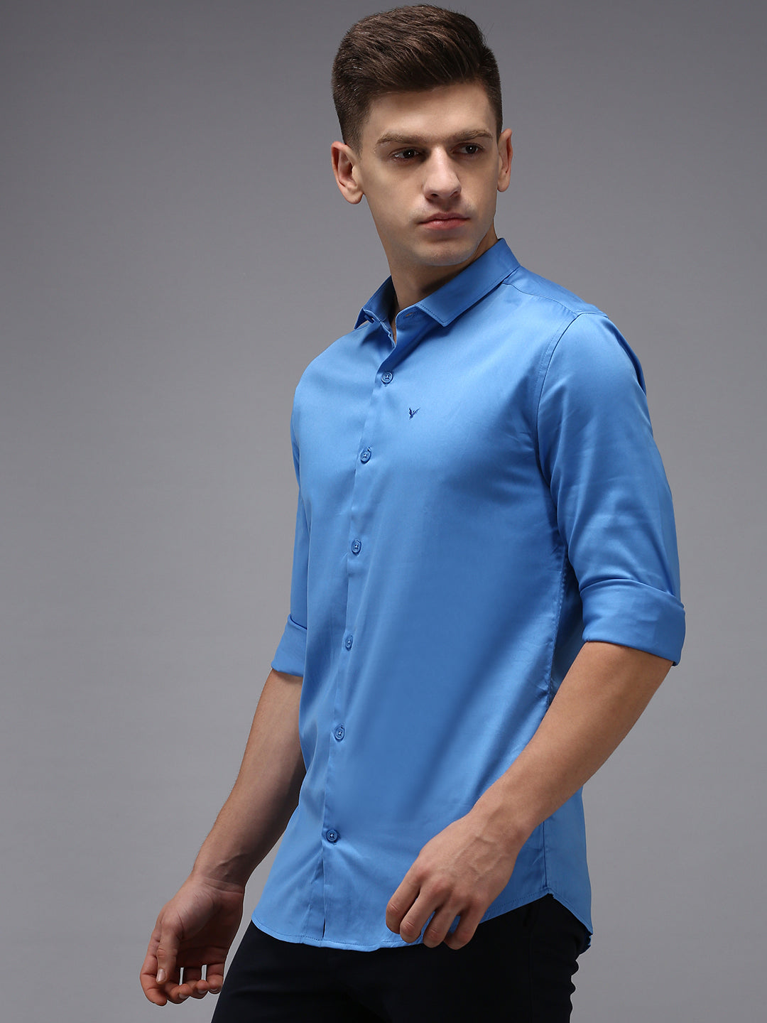 Men Blue Solid Casual Shirt