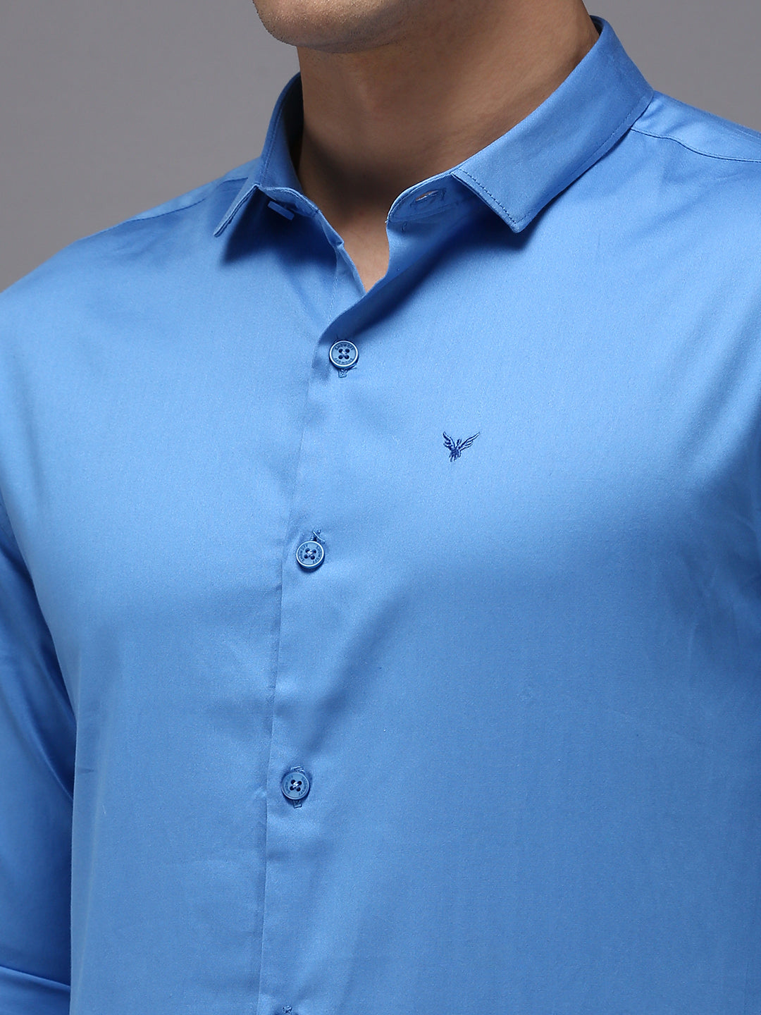 Men Blue Solid Casual Shirt