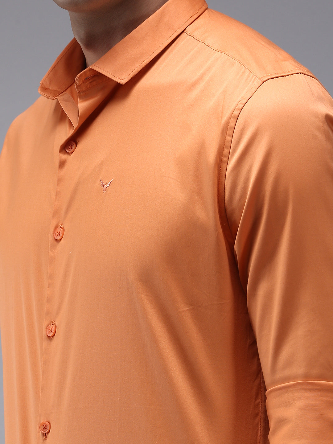 Men Orange Solid Casual Shirt