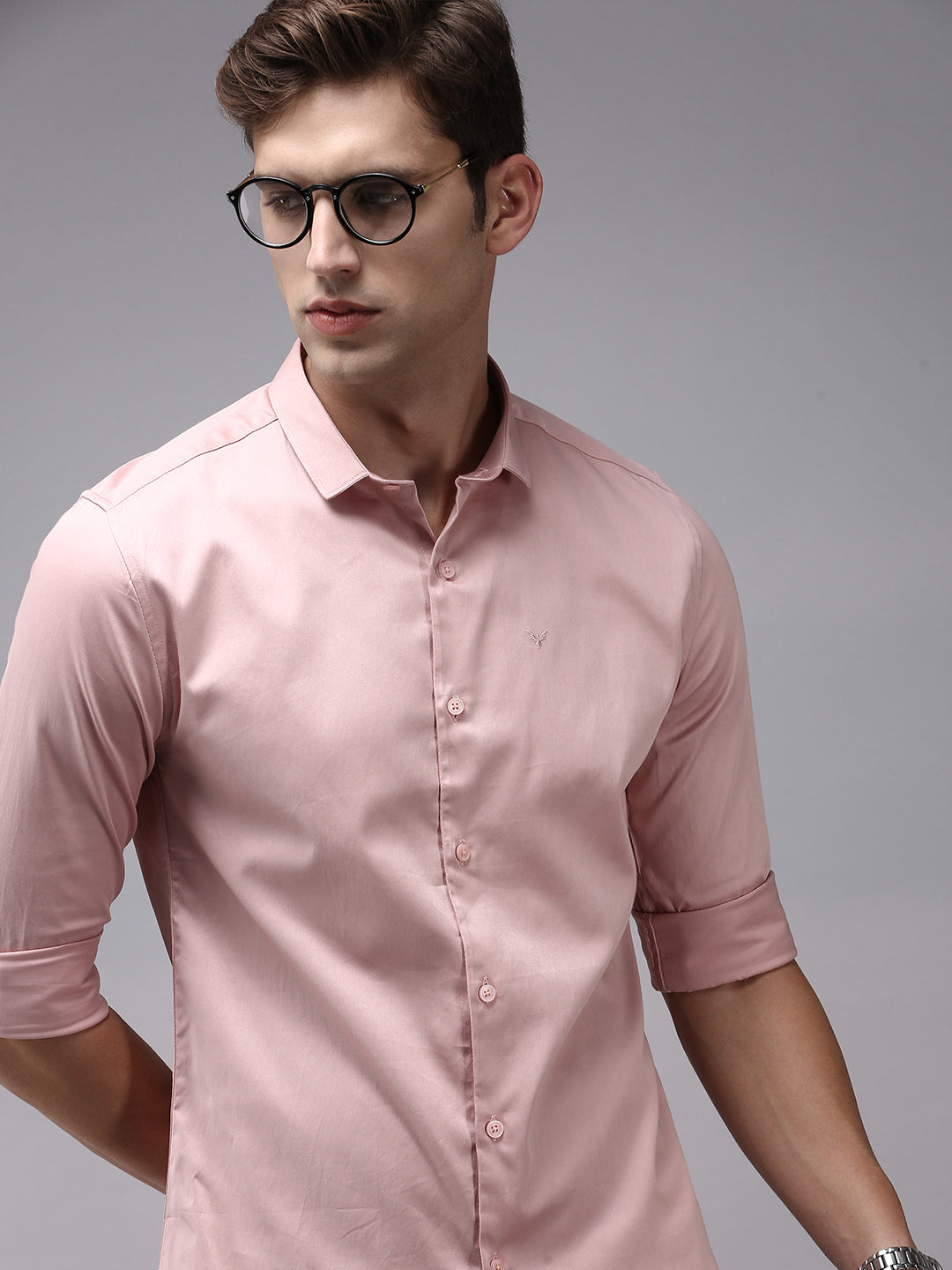 Men Pink Solid Casual Shirt