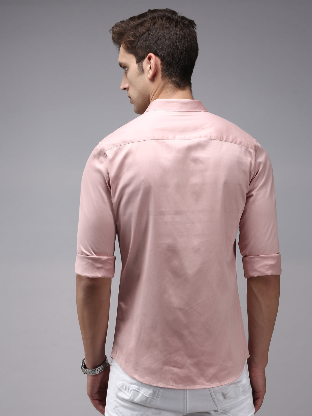 Men Pink Solid Casual Shirt