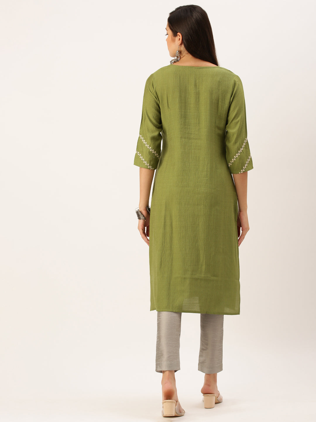 Women's Green Solid Straight Kurta