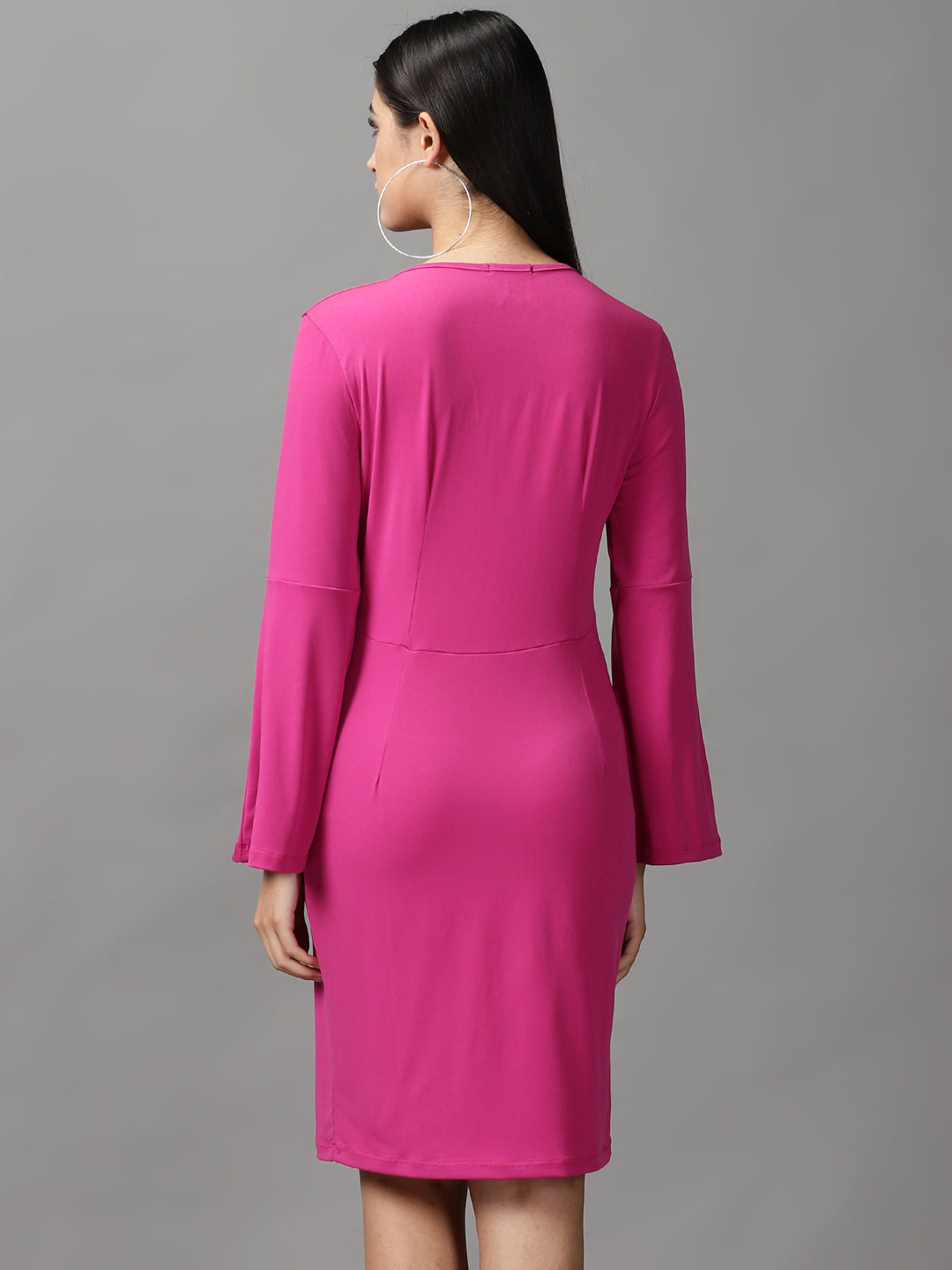 Women's Pink Solid Empire Dress