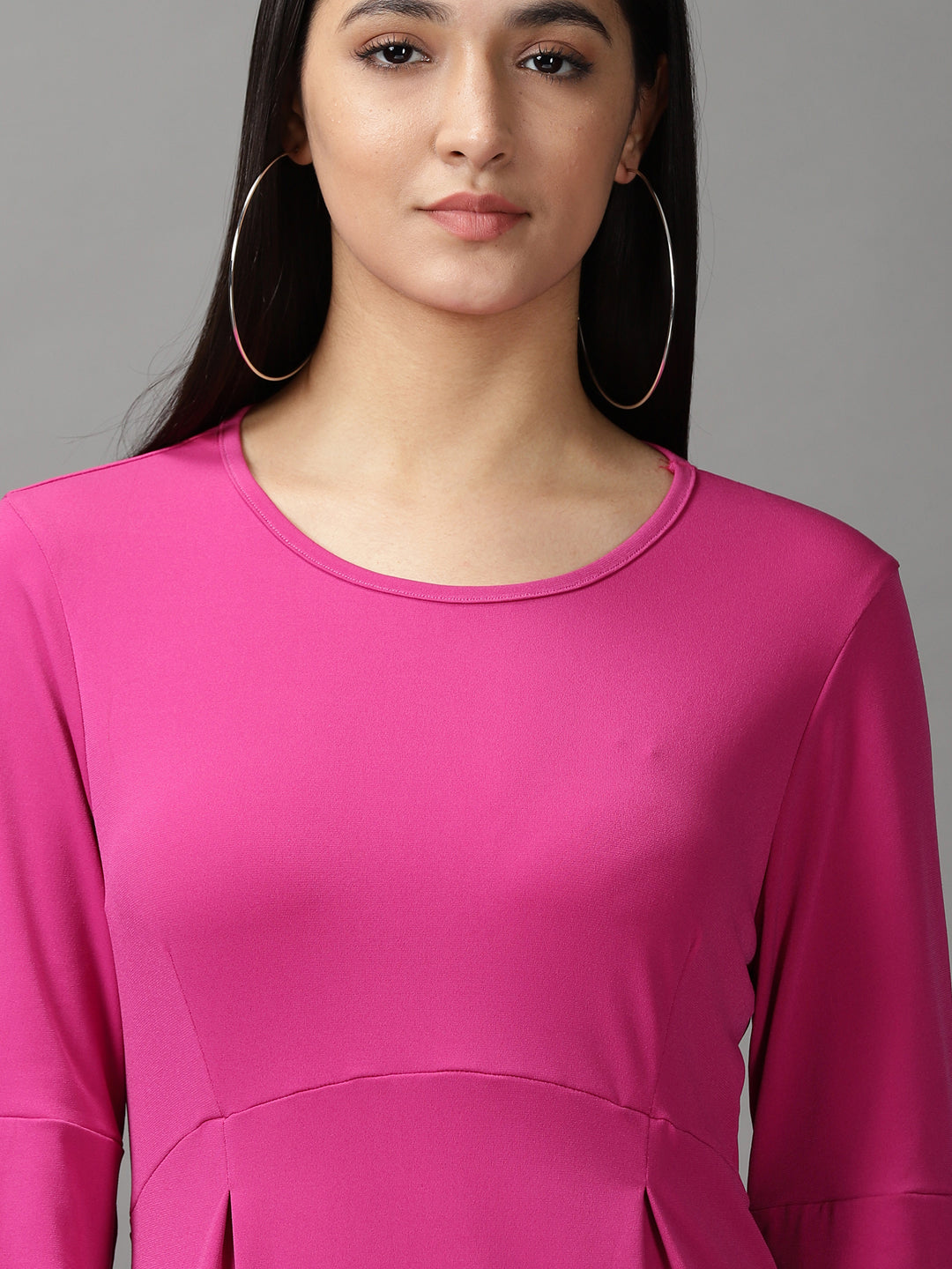 Women's Pink Solid Empire Dress