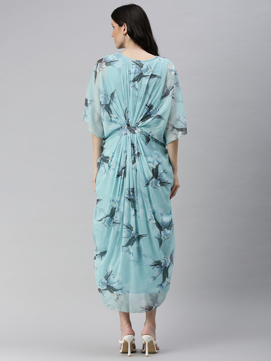 Women Blue Printed Kaftan Dress