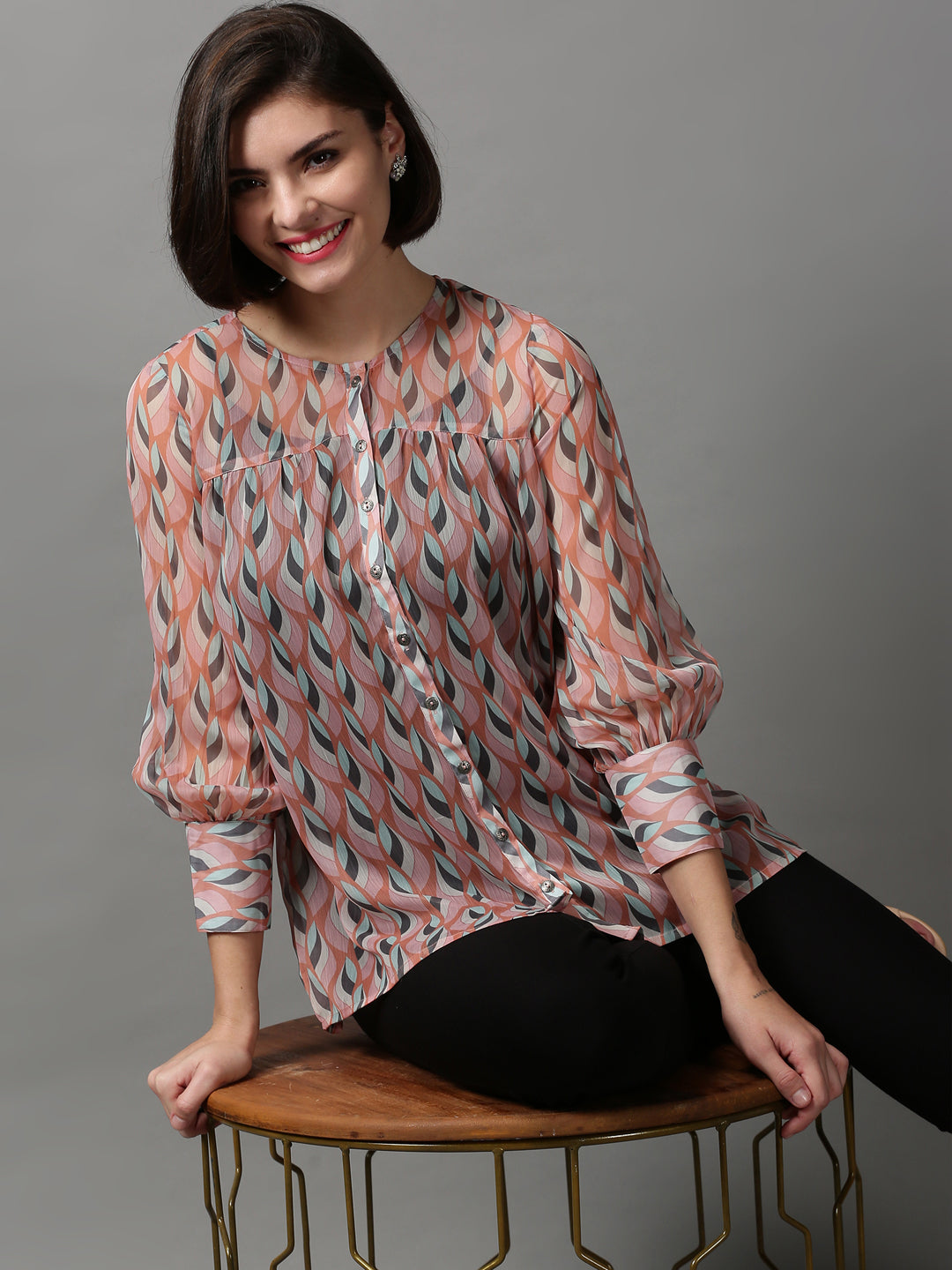 Women's Pink Printed Top