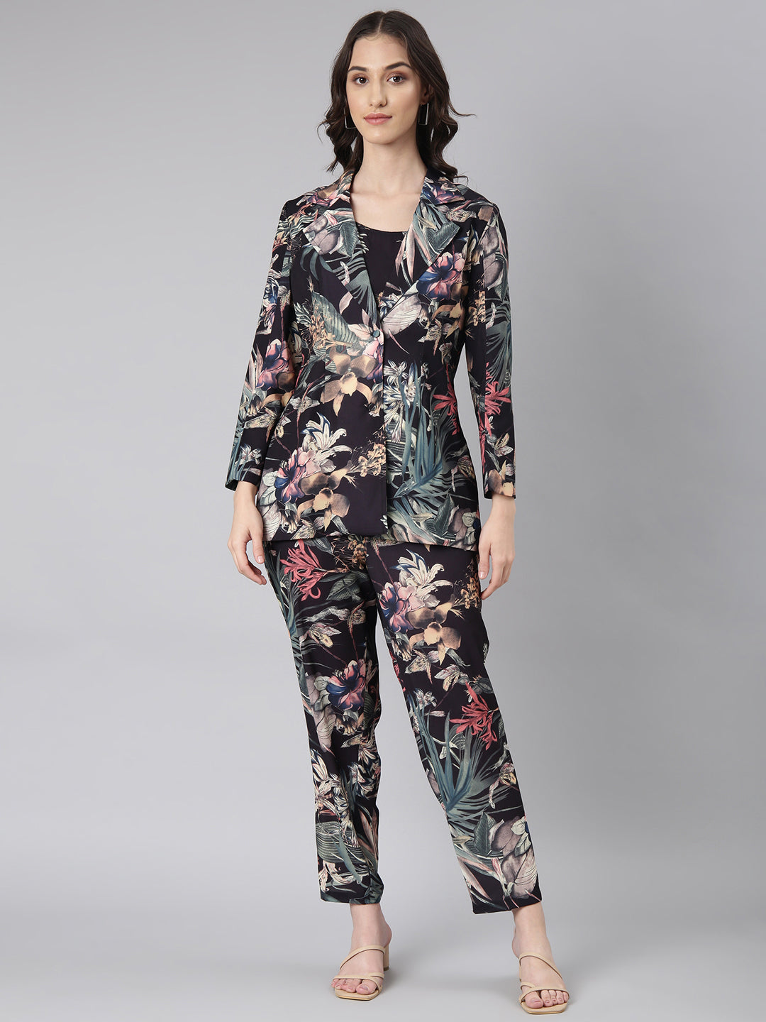 Women Black Printed Co-Ords