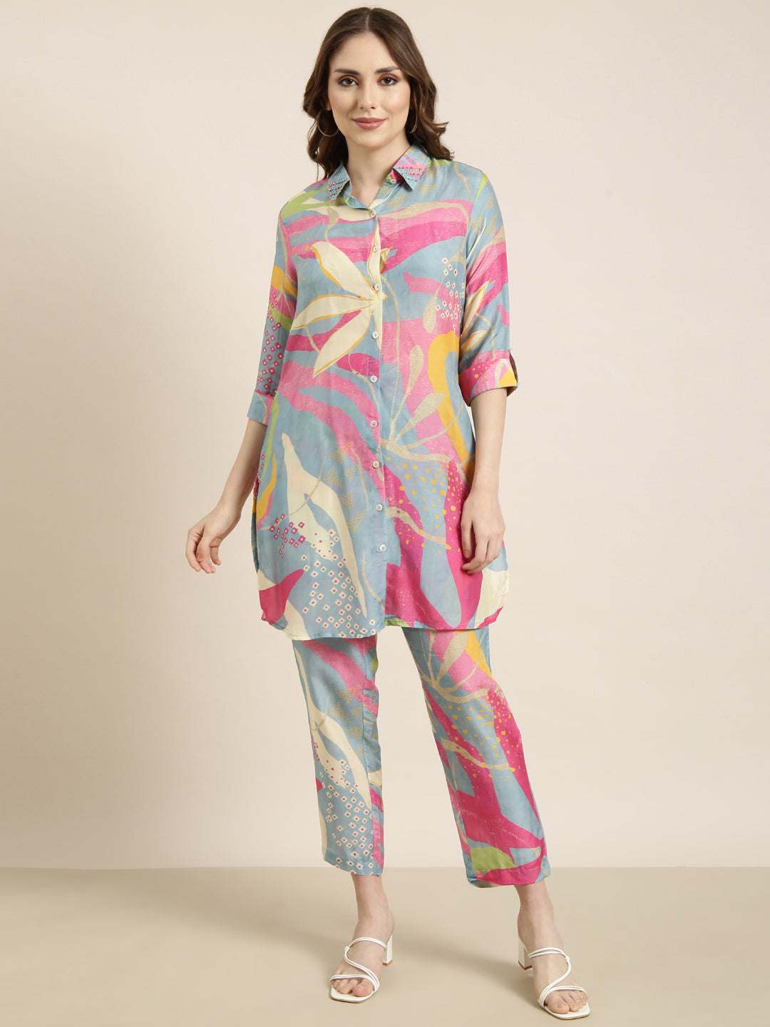 Women Multicolor Printed Tunic & Trousers Set
