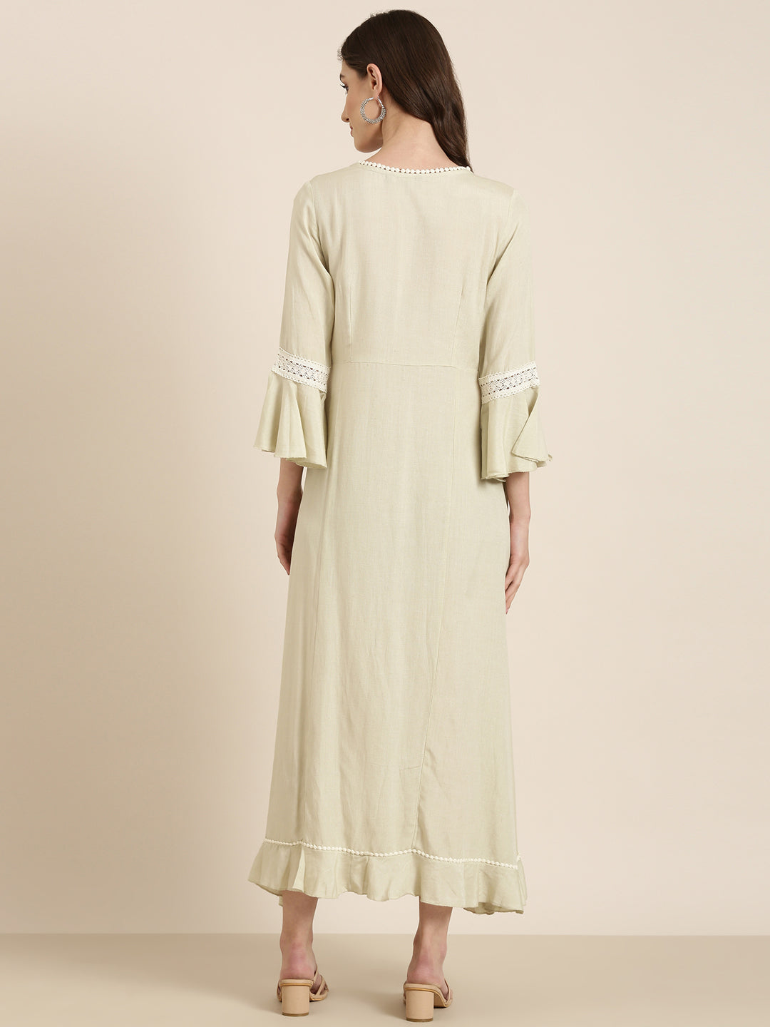 Women Green Solid A-Line Dress