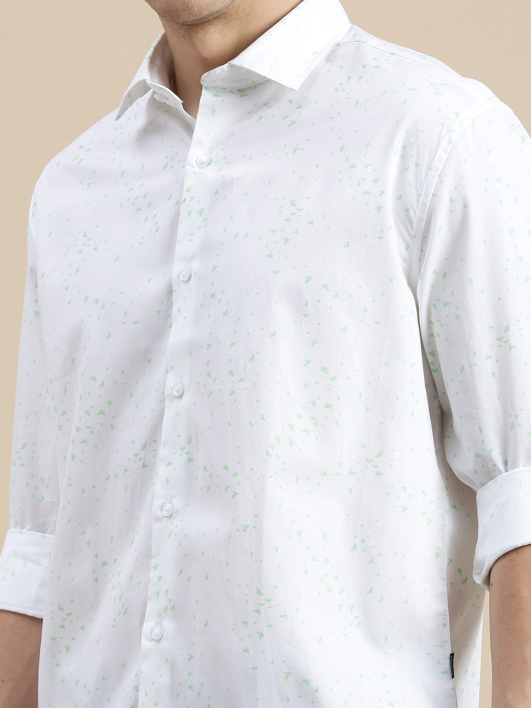 Men White Graphics Casual Shirt