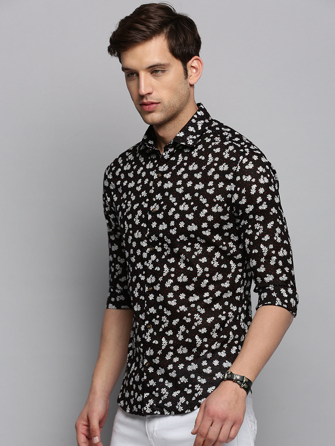 Men Black Printed Casual Shirt