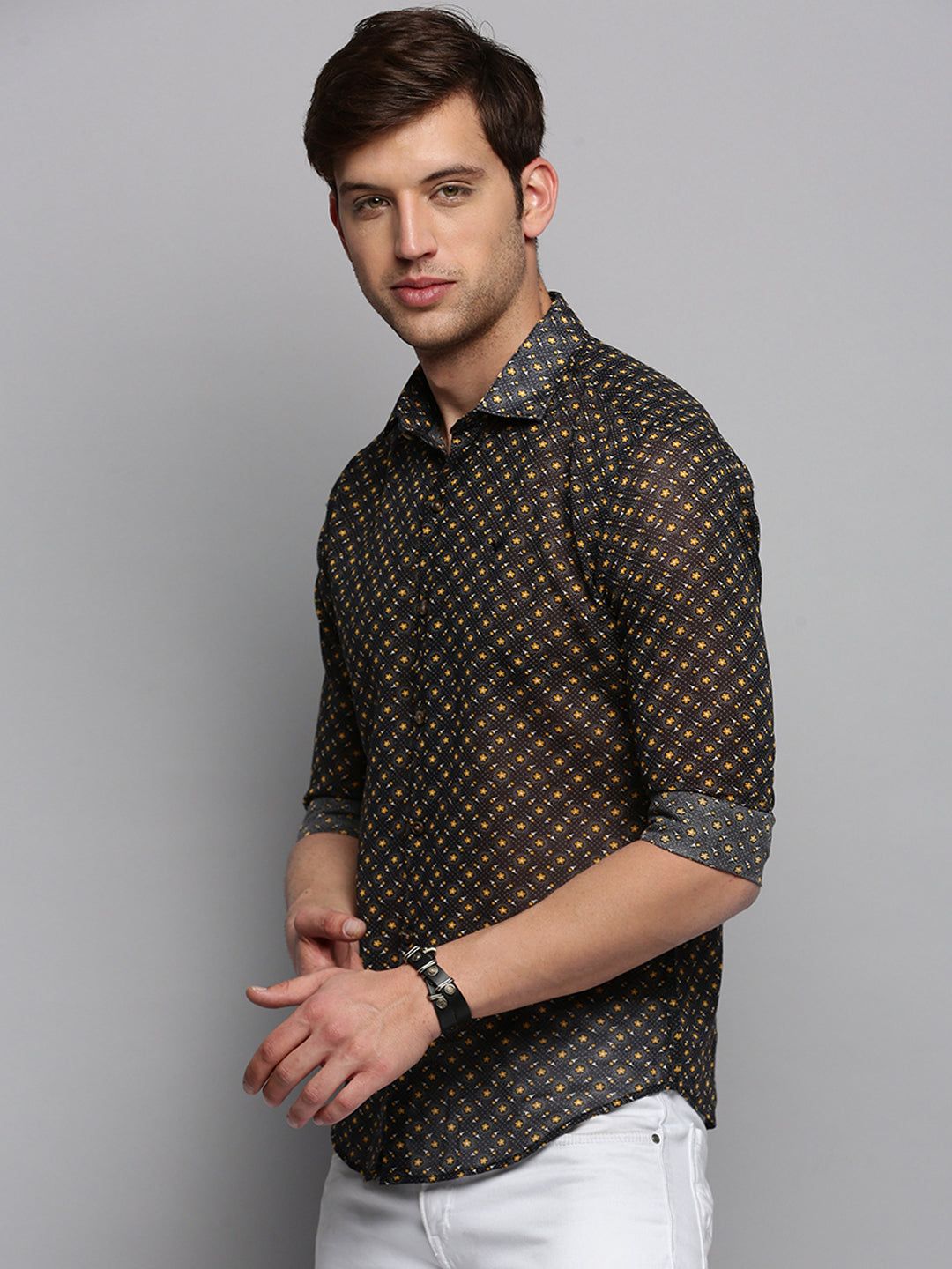 Men Black Printed Casual Shirt