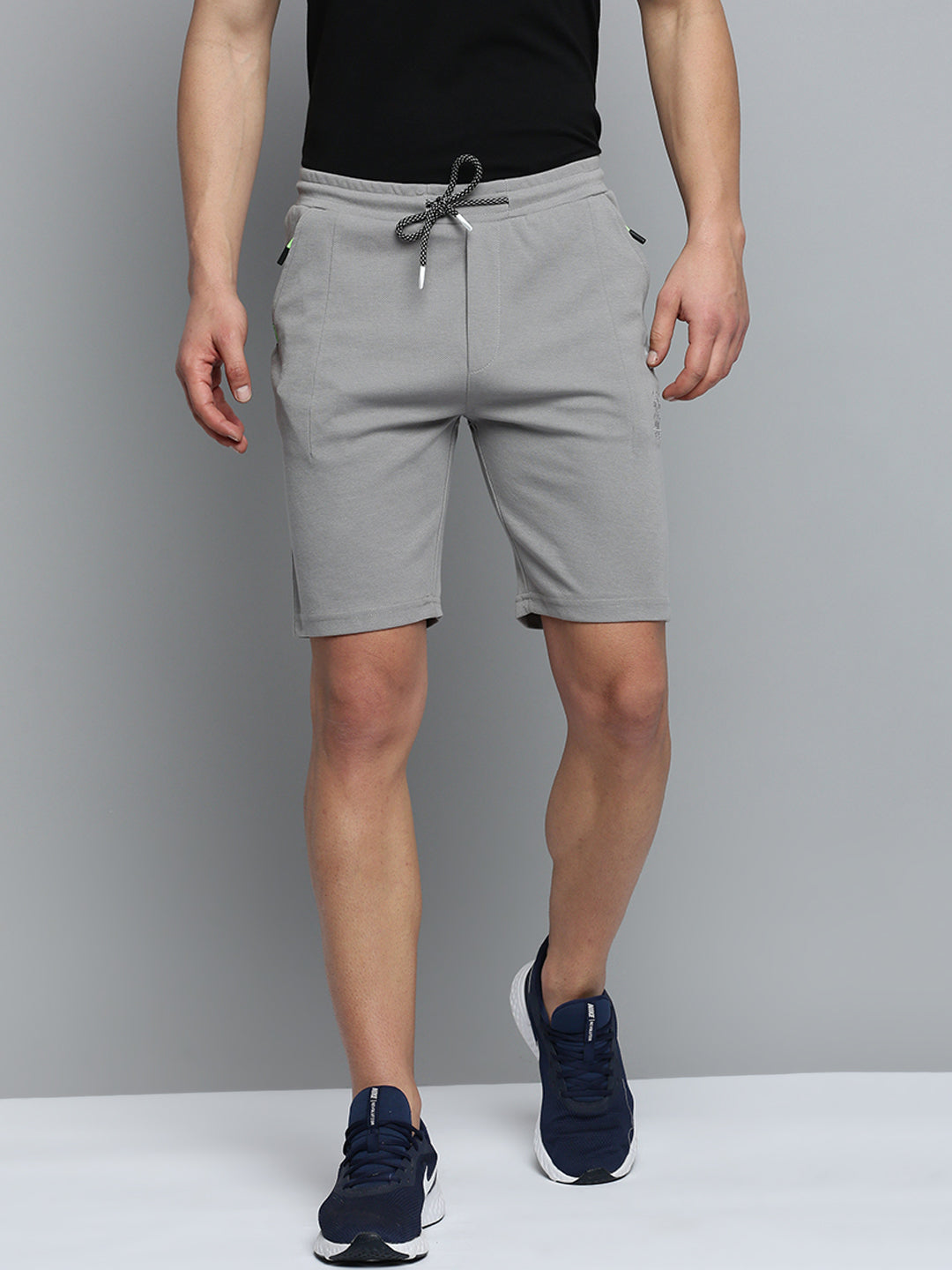 Men Grey Solid Sports Shorts