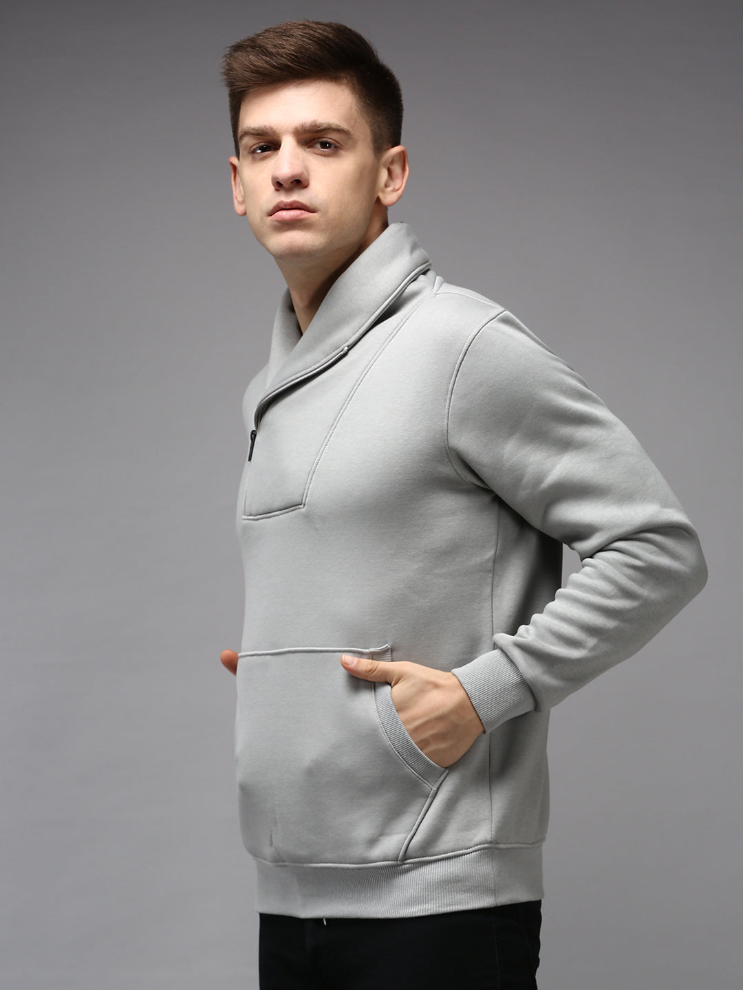 Men Grey Solid Sweatshirt