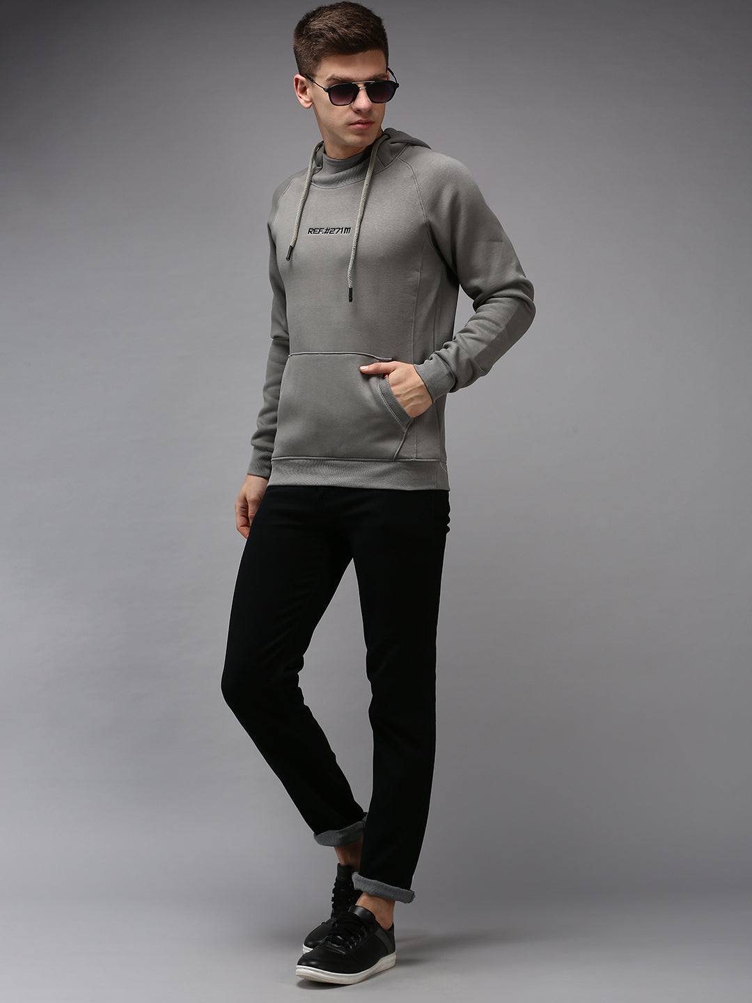 Men Grey Solid Sweatshirt