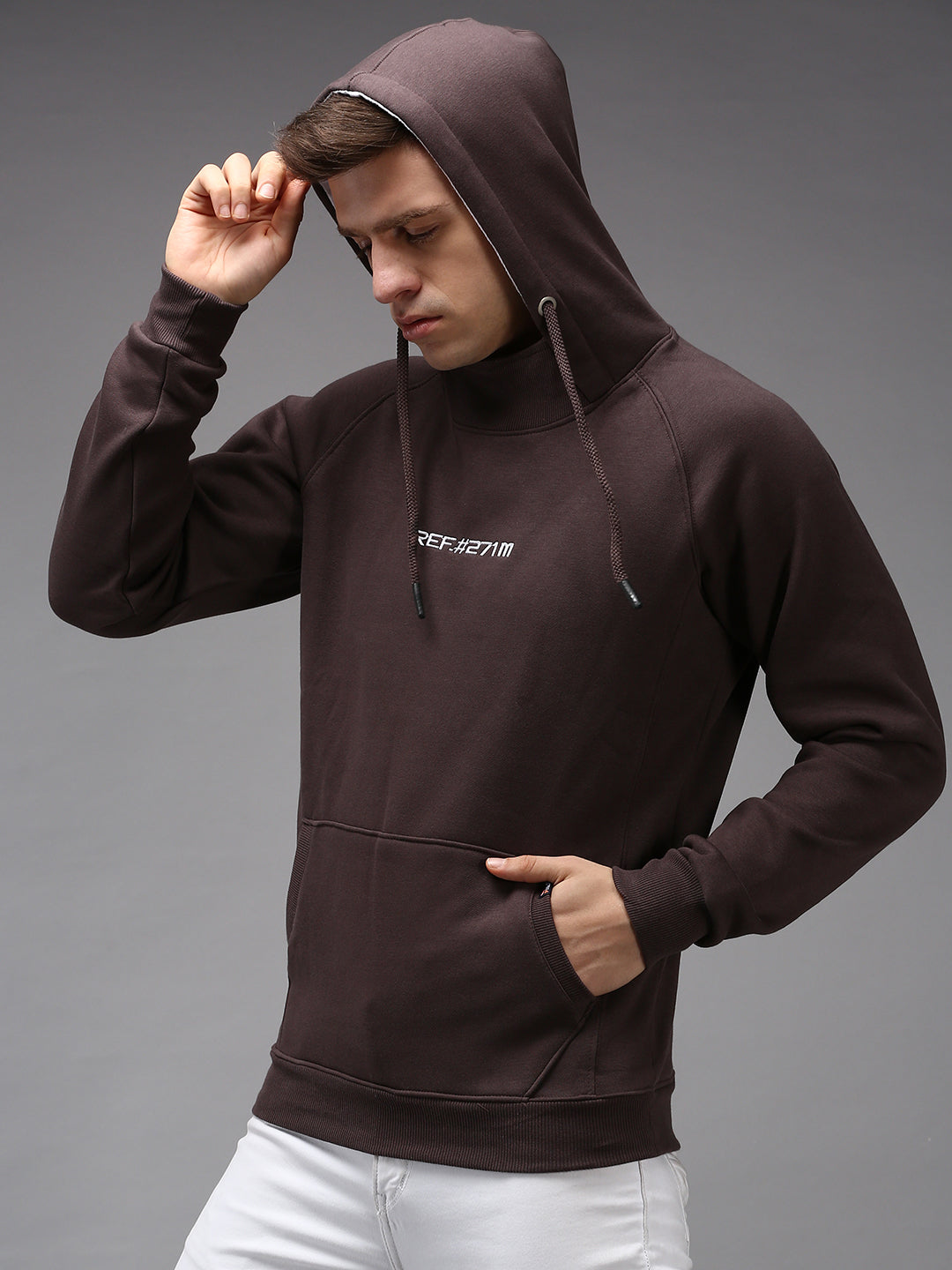 Men Brown Solid Sweatshirt