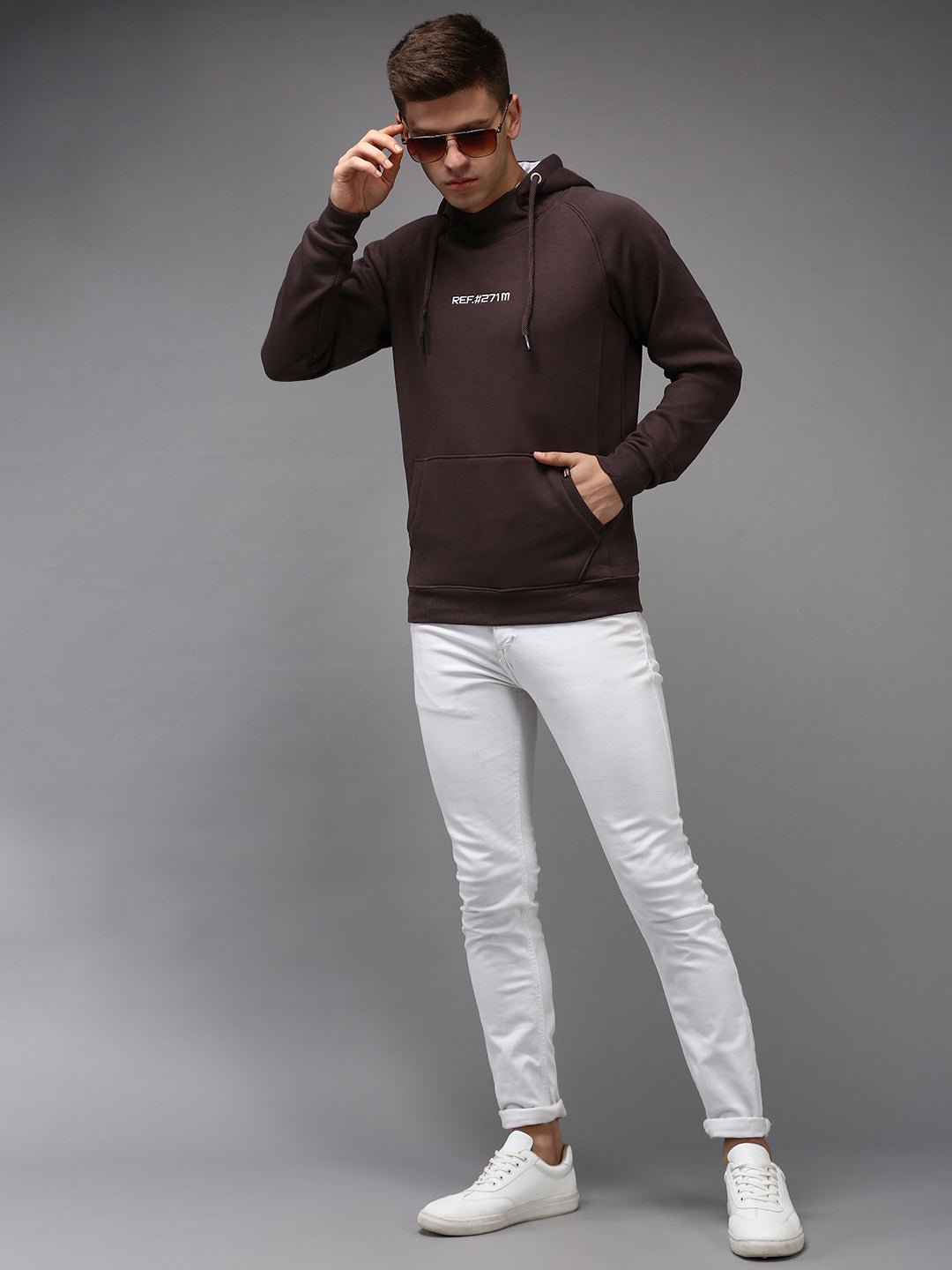 Men Brown Solid Sweatshirt