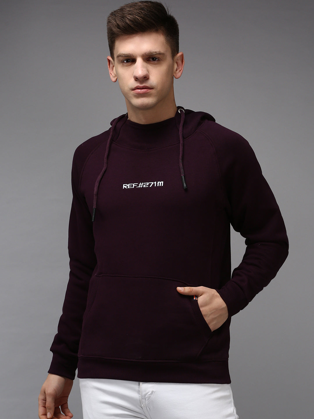 Men Purple Solid Sweatshirt