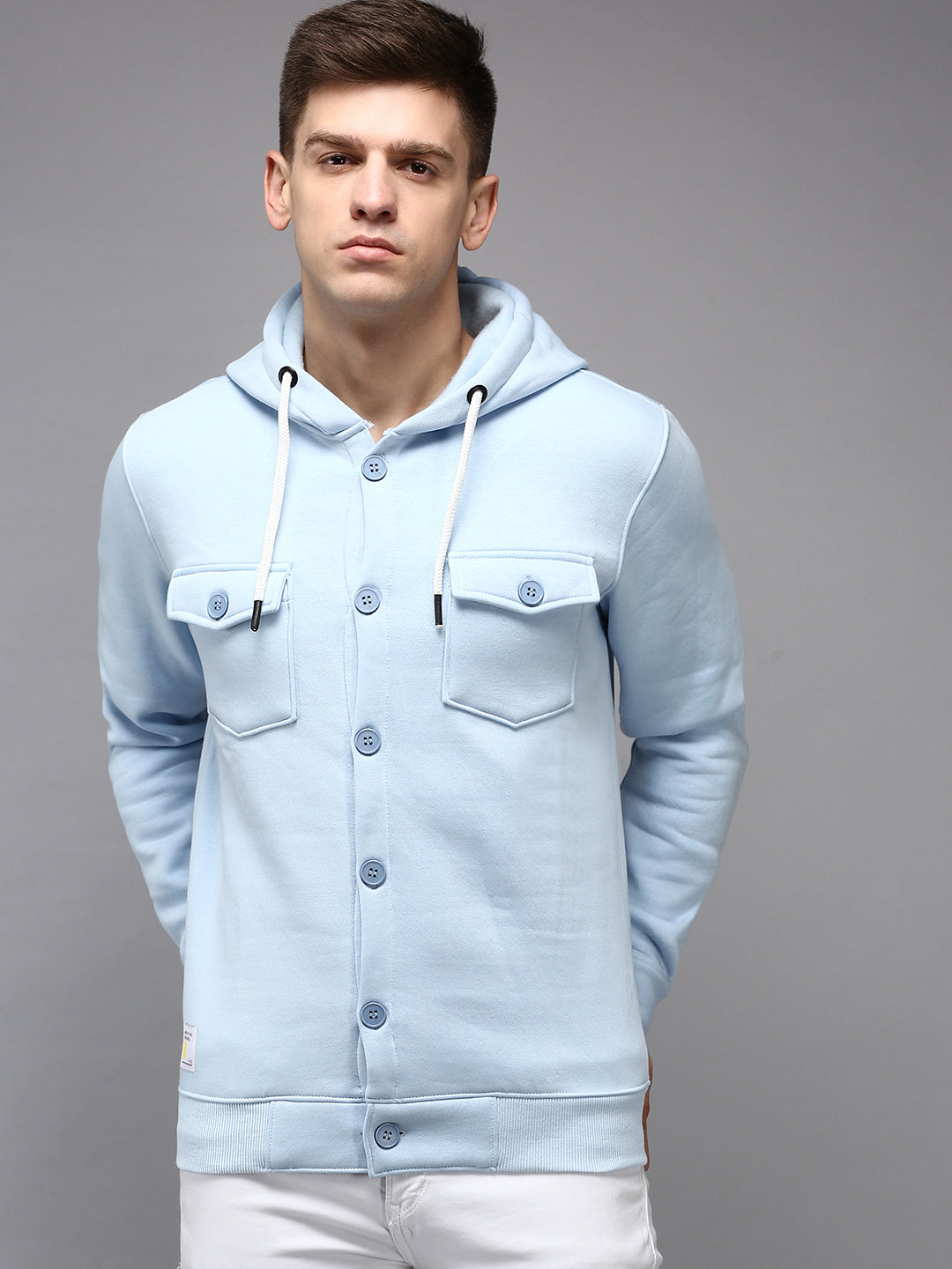 Men Blue Solid Sweatshirt