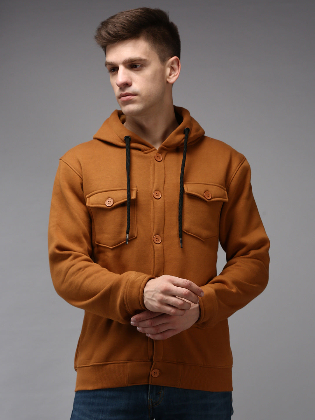 Men Brown Solid Sweatshirt