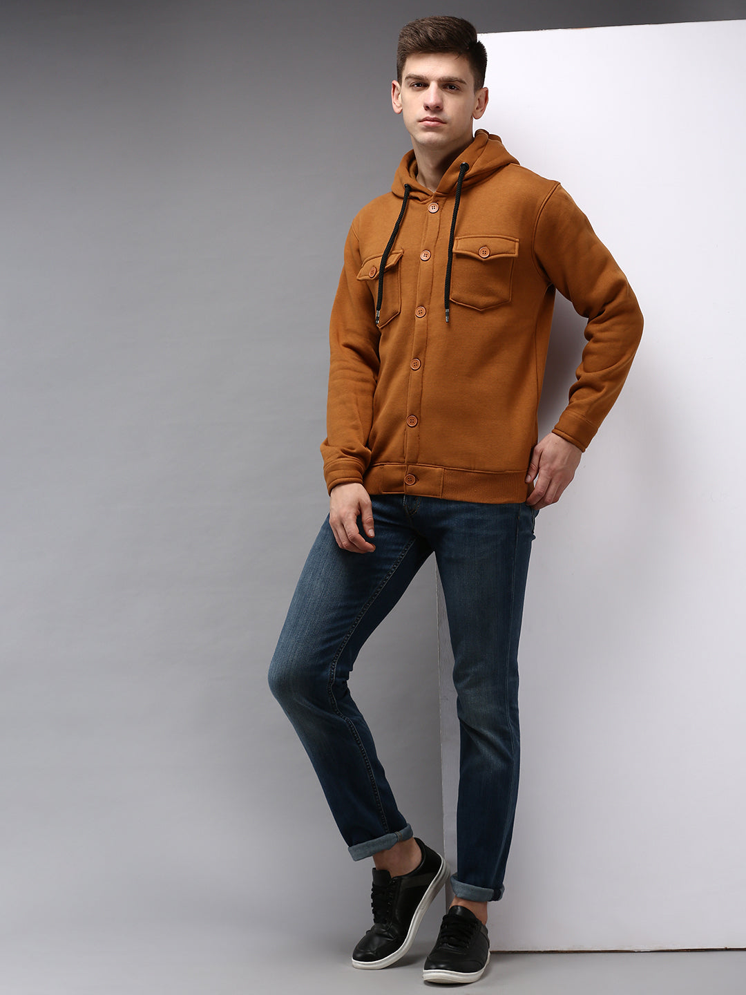 Men Brown Solid Sweatshirt