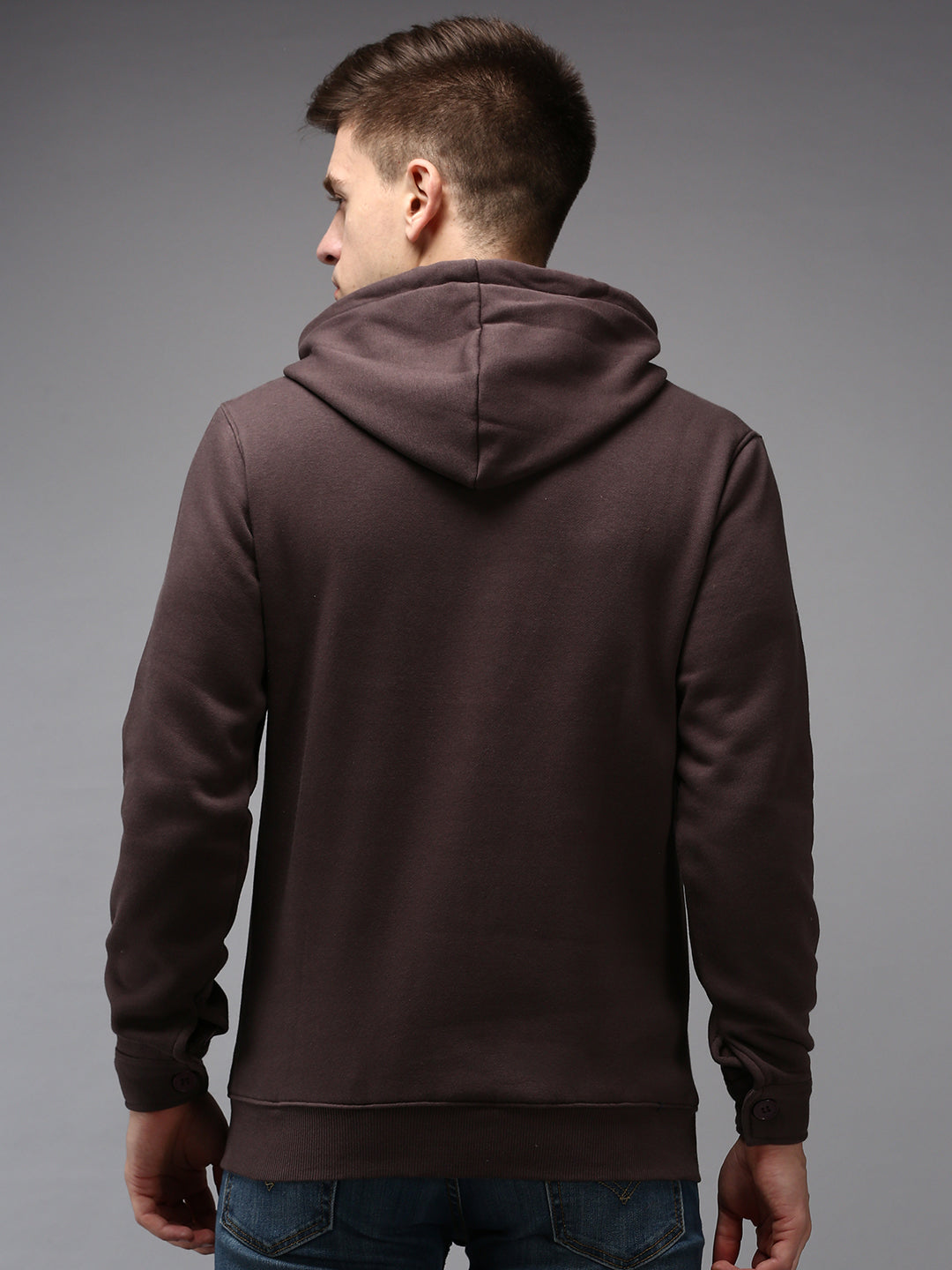 Men Brown Solid Sweatshirt