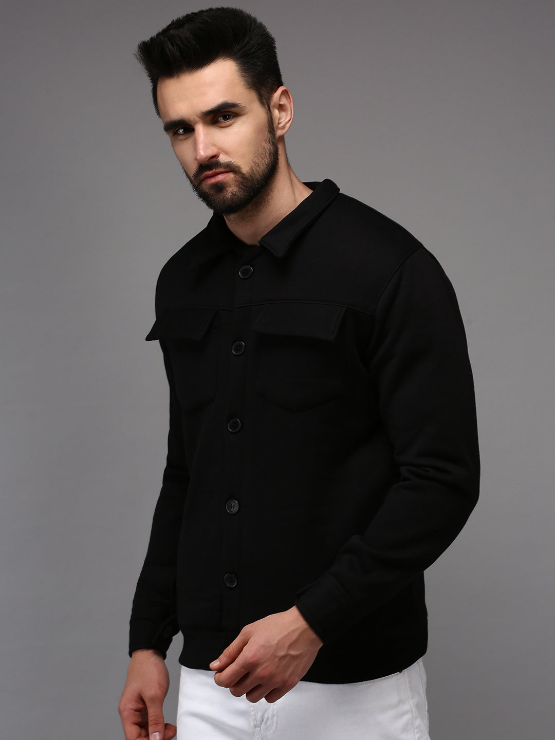 Men Black Solid Sweatshirt