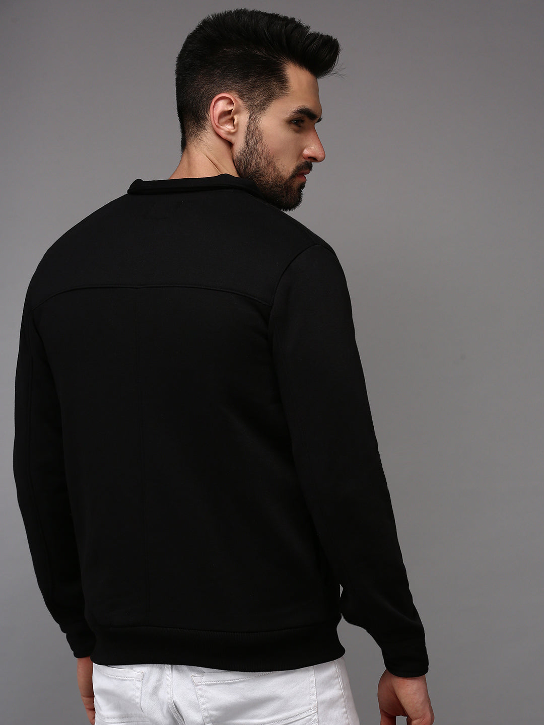 Men Black Solid Sweatshirt