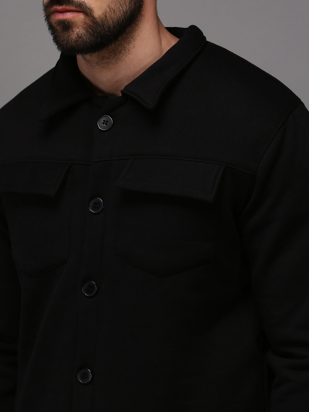 Men Black Solid Sweatshirt