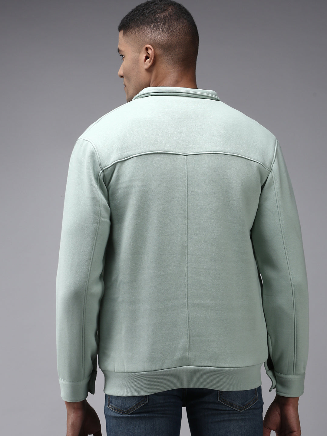 Men Green Solid Sweatshirt