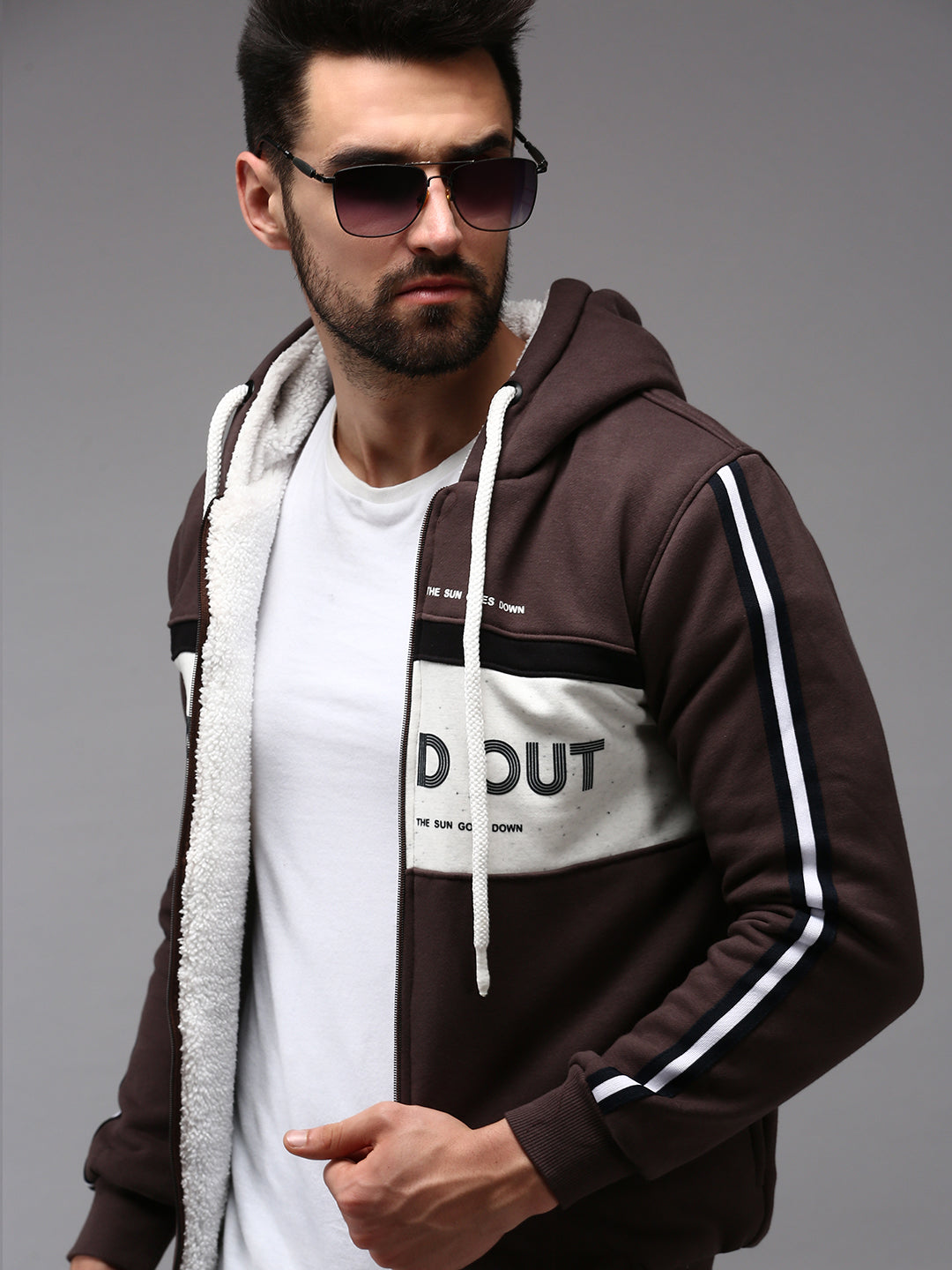 Men Brown Colourblock Sweatshirt