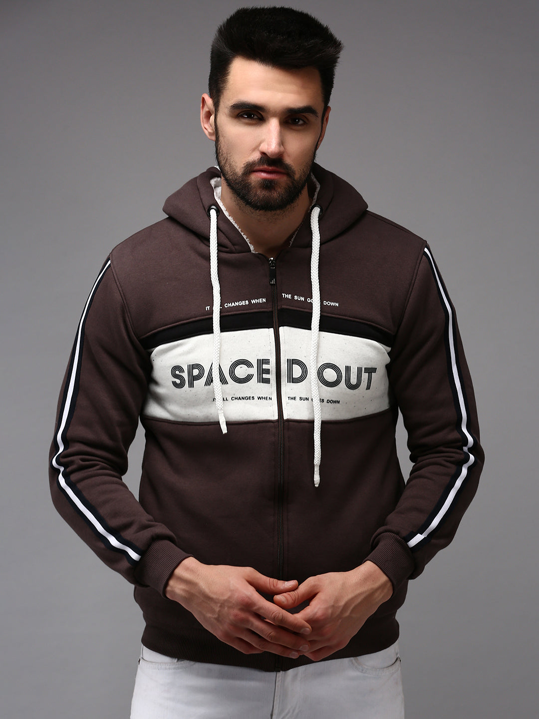 Men Brown Colourblock Sweatshirt