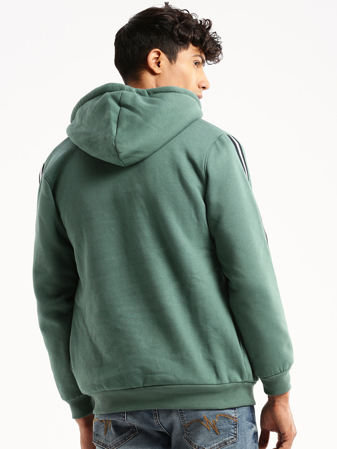 Men Green Hooded Typography Sweatshirt