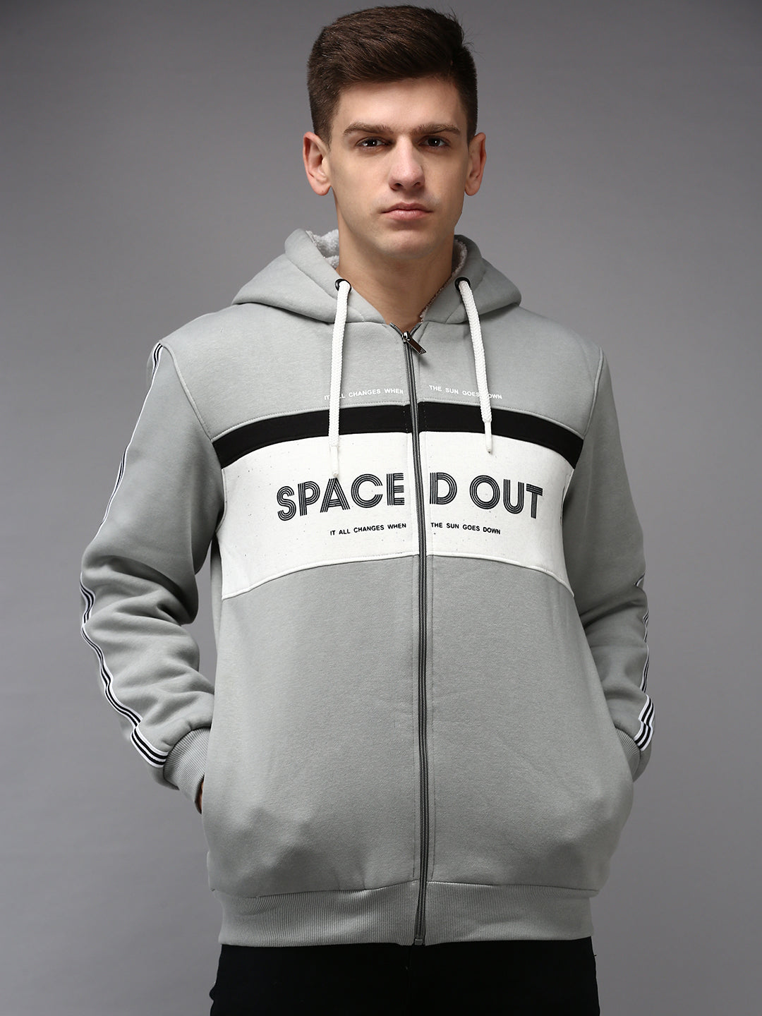 Men Grey Colourblock Sweatshirt