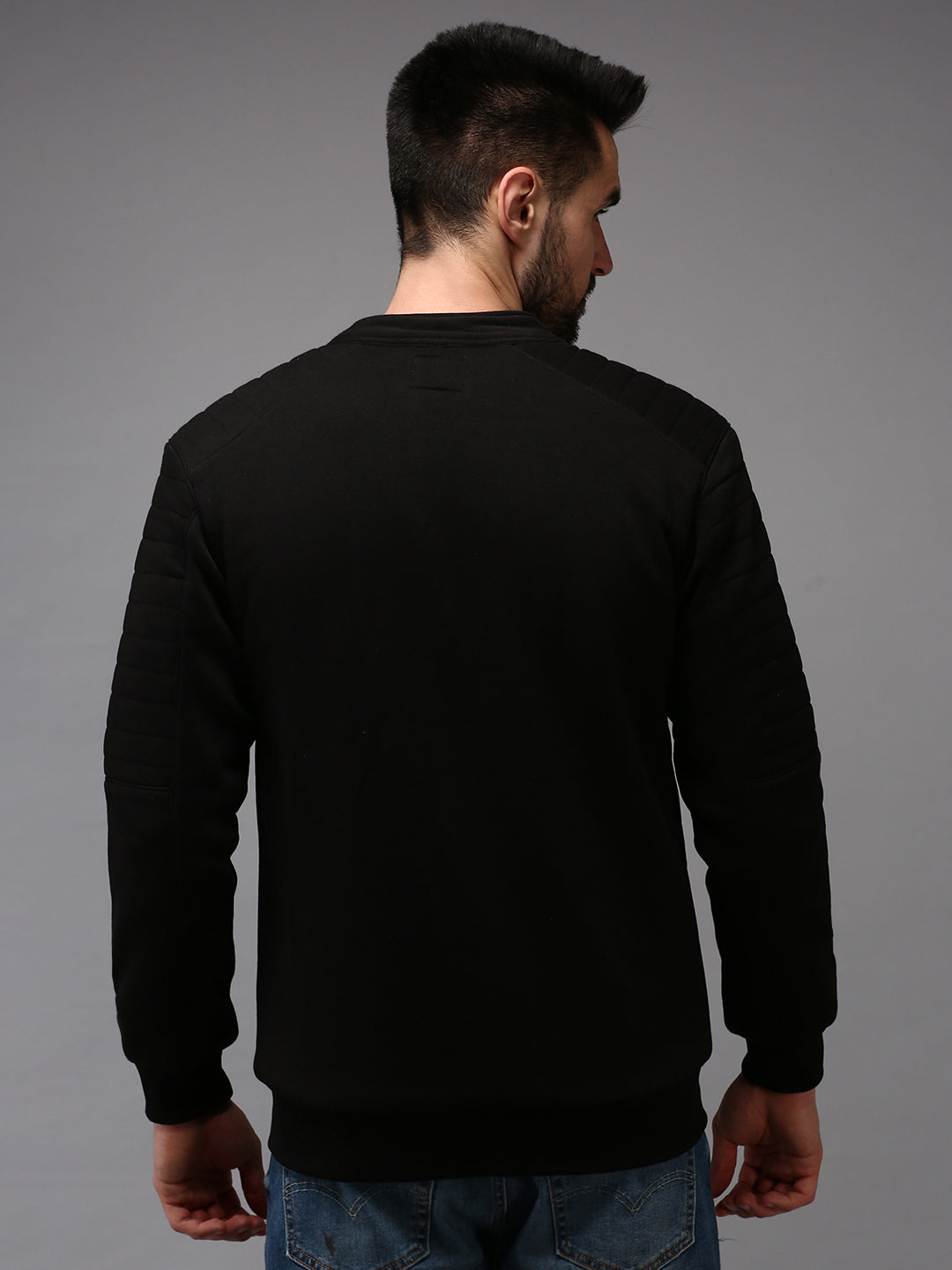 Men Black Solid Sweatshirt