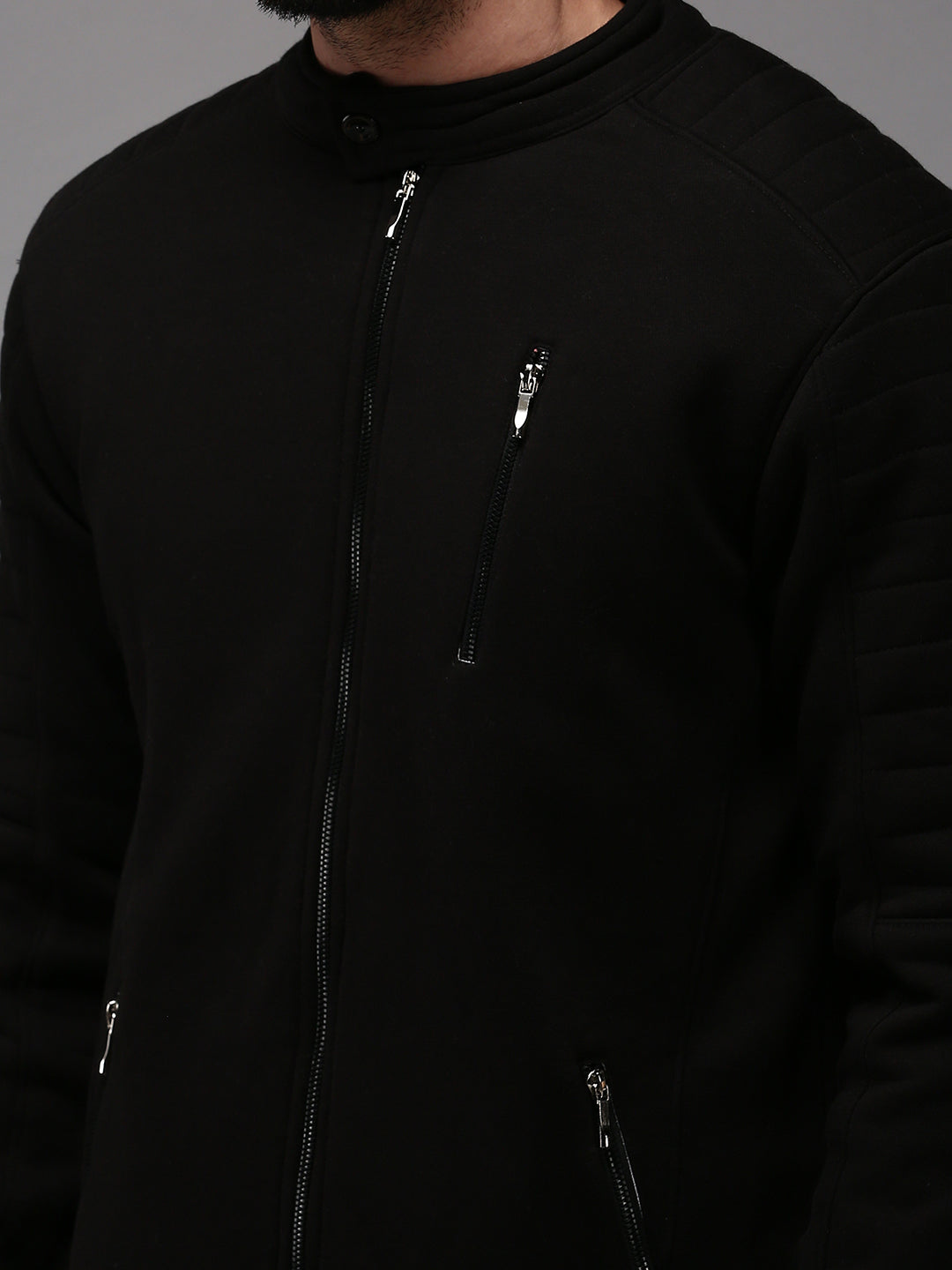 Men Black Solid Sweatshirt