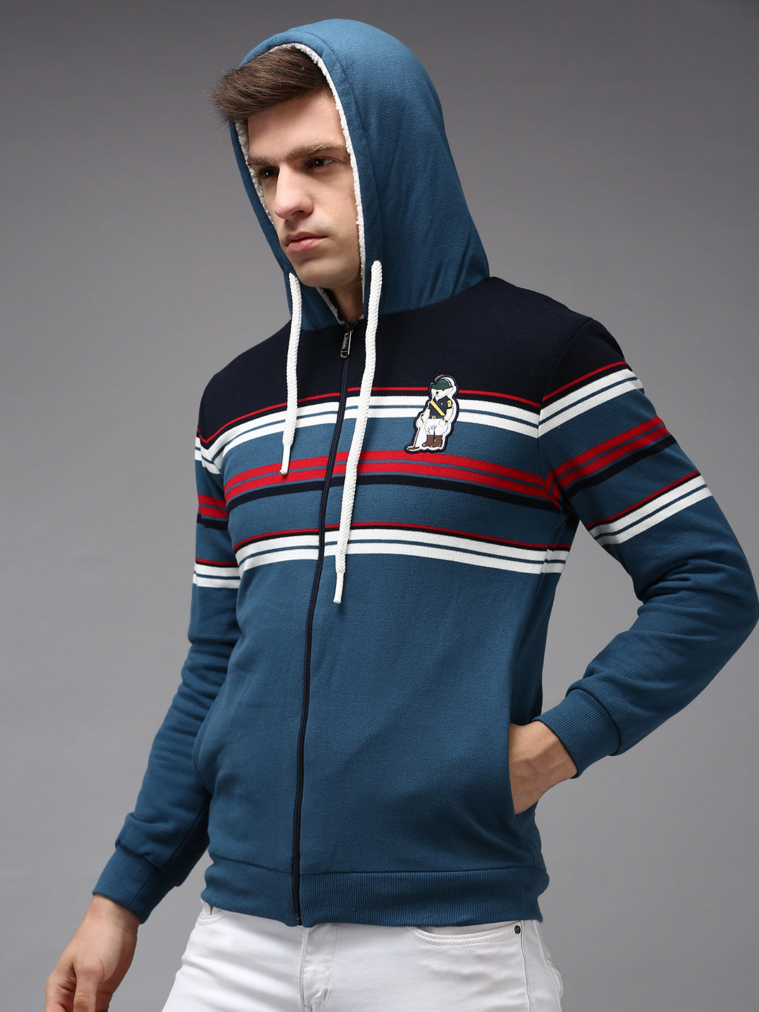 Men Blue Solid Sweatshirt