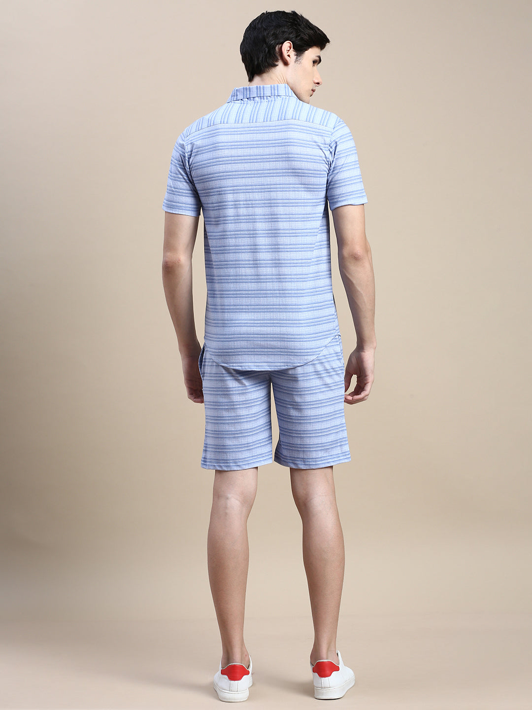 Men Blue Checked Casual Co ord Set