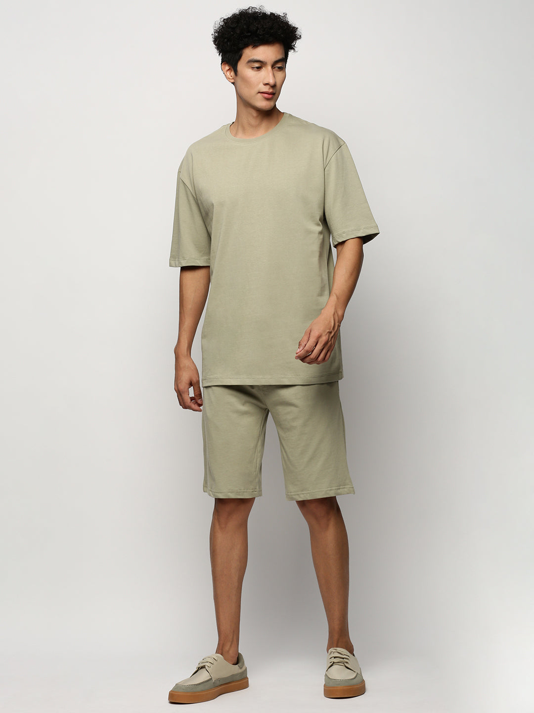 Men Green Solid Casual Co ords