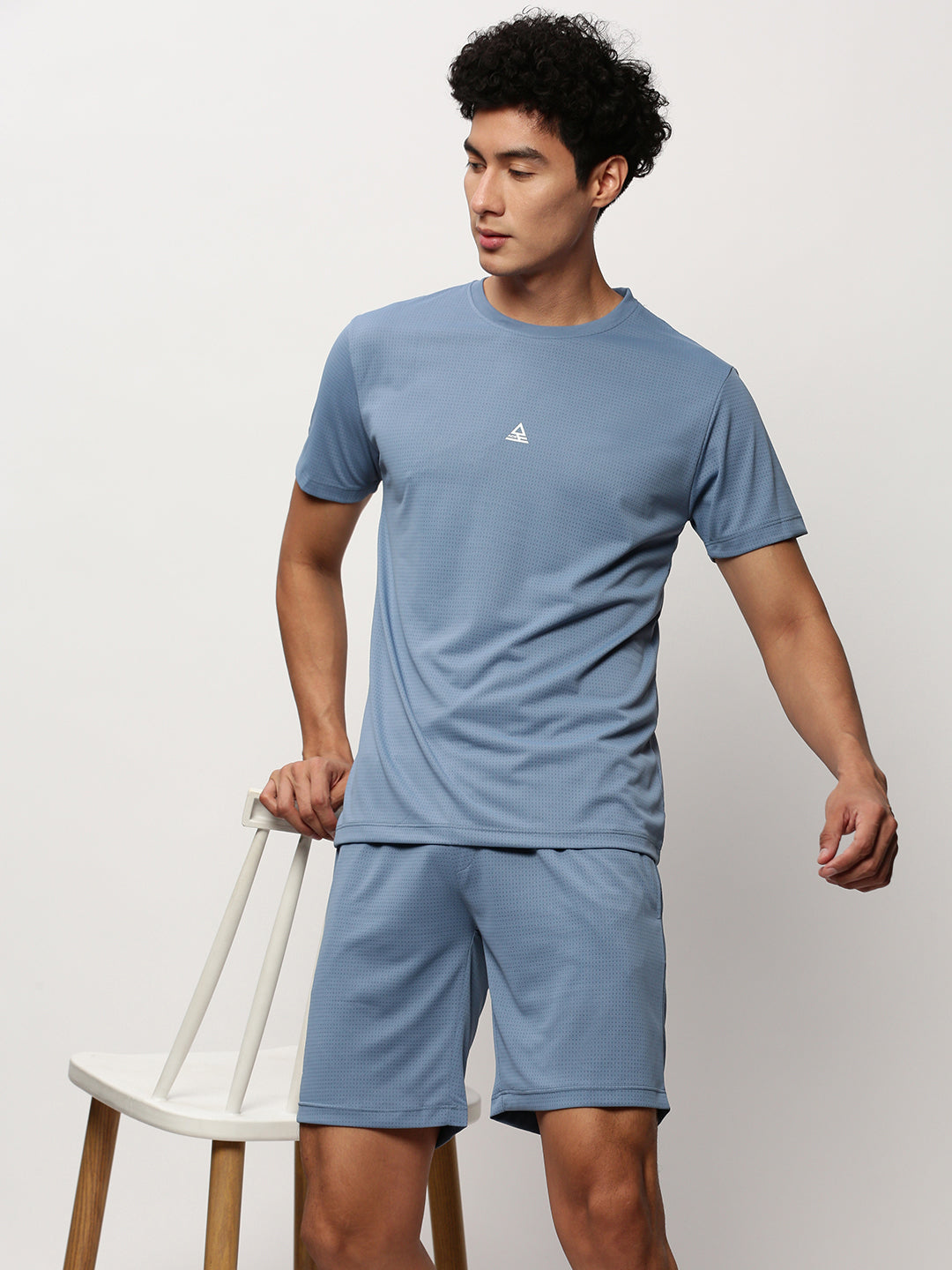 Men Blue Solid Casual Co ords