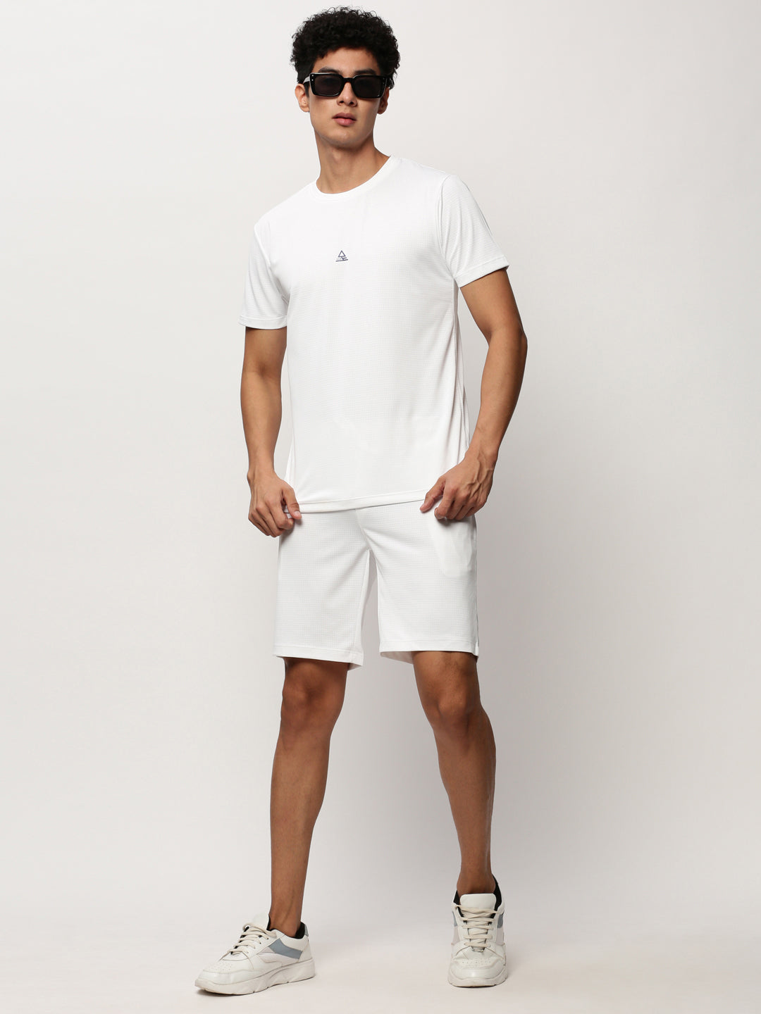 Men White Solid Casual Co ords