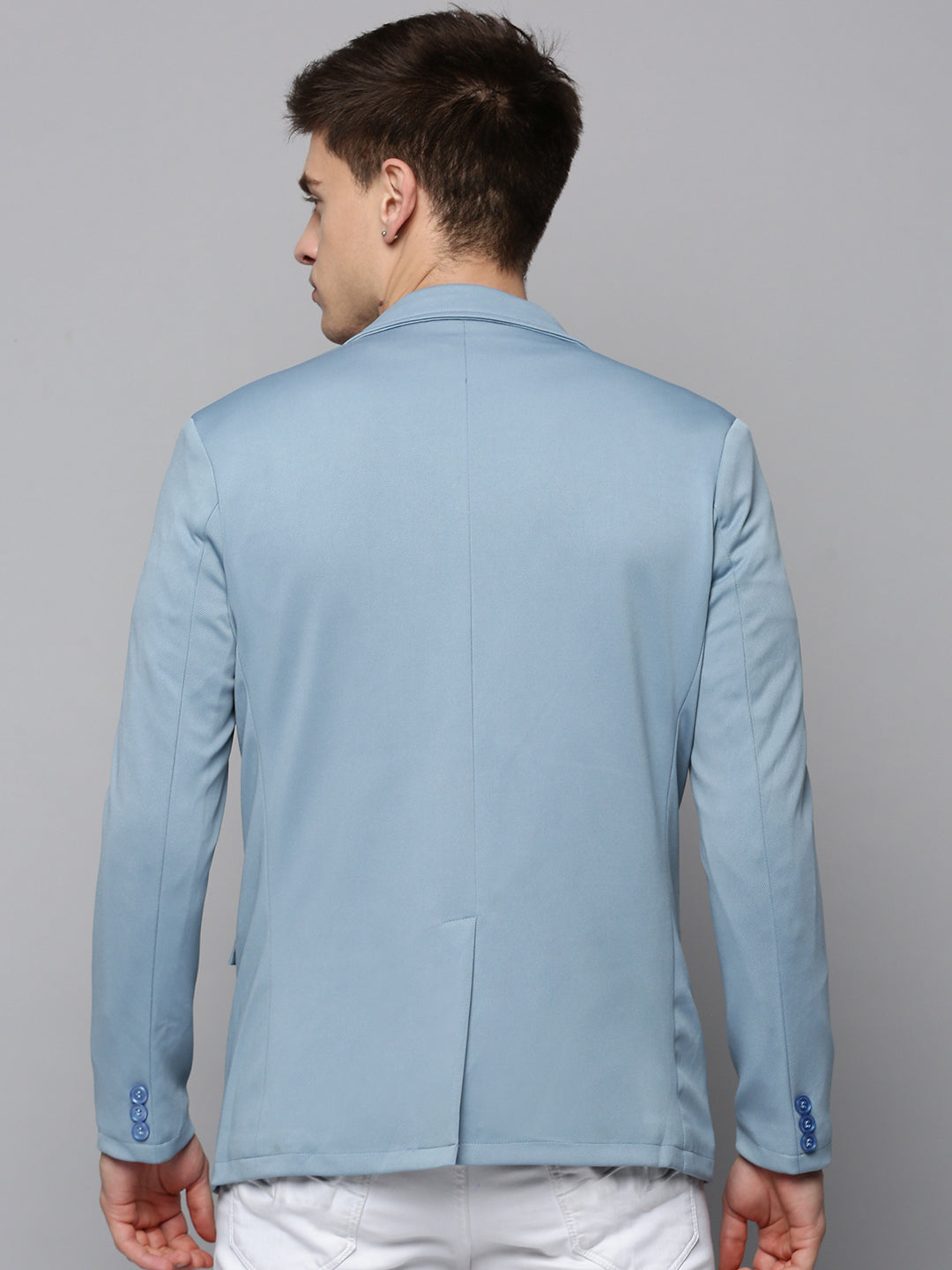 Men Blue Solid Blazer