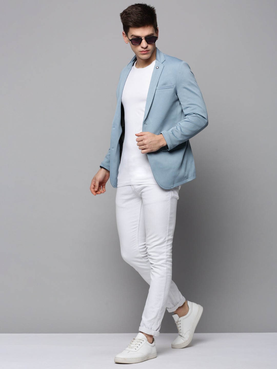 Men Blue Solid Blazer