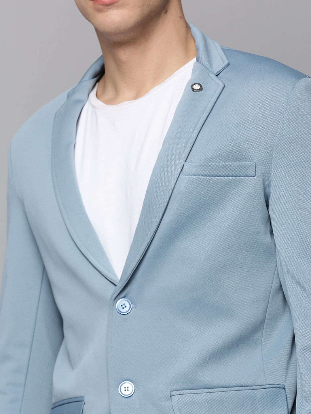 Men Blue Solid Blazer