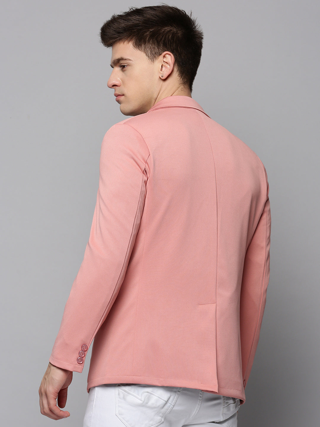 Men Pink Solid Blazer