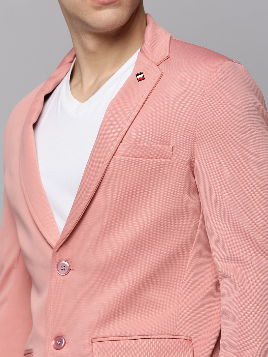 Men Pink Solid Blazer